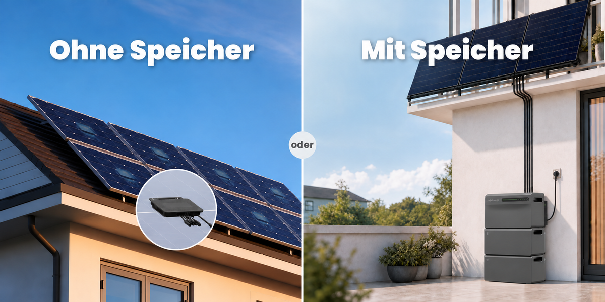 Vergleich: Solaranlage ohne Speicher und Balkonkraftwerk mit SigenMate-Speicher
